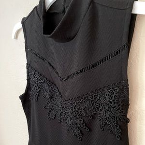 **NWT** size S Xhilaration black skater dress with lace detail on front